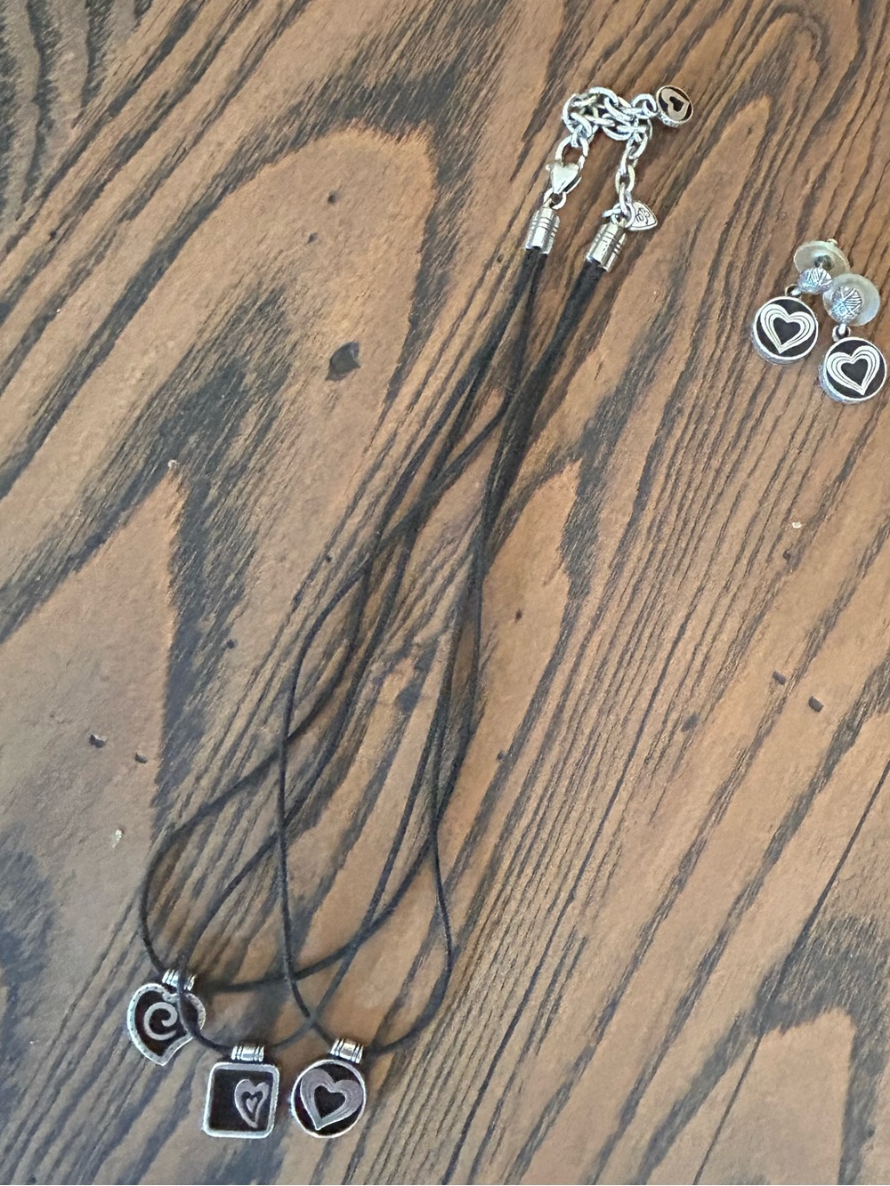 Brighton Set of Triple Heart Necklace and Earrings